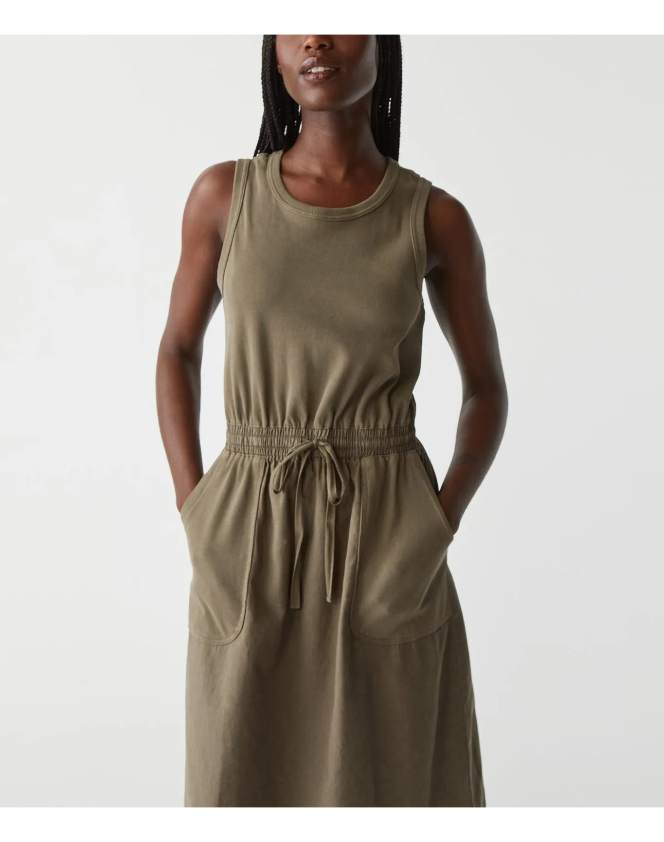 Wilhelmina Mixed Fabric Midi Dress | Camo MICHAEL STARS