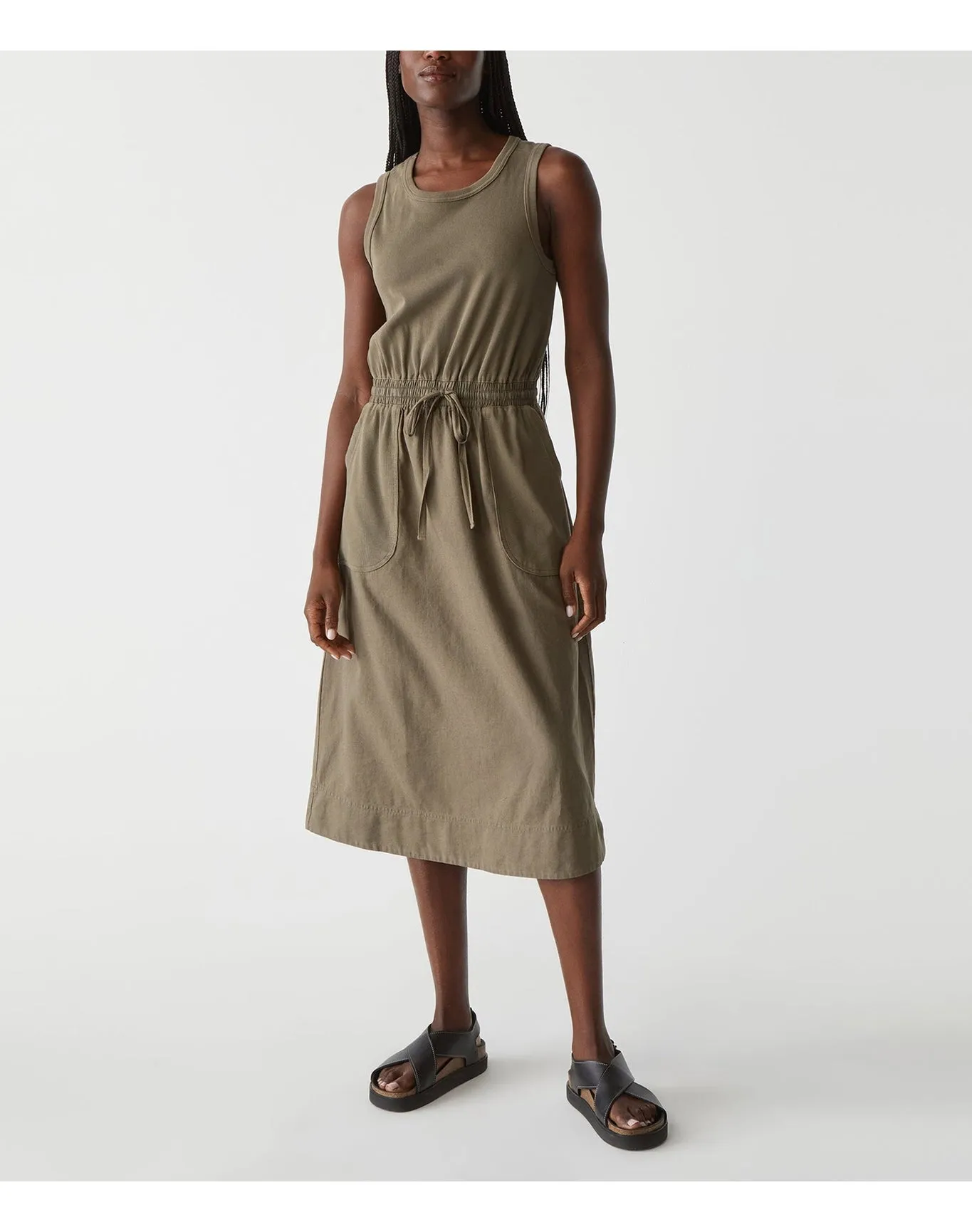 Wilhelmina Mixed Fabric Midi Dress | Camo MICHAEL STARS