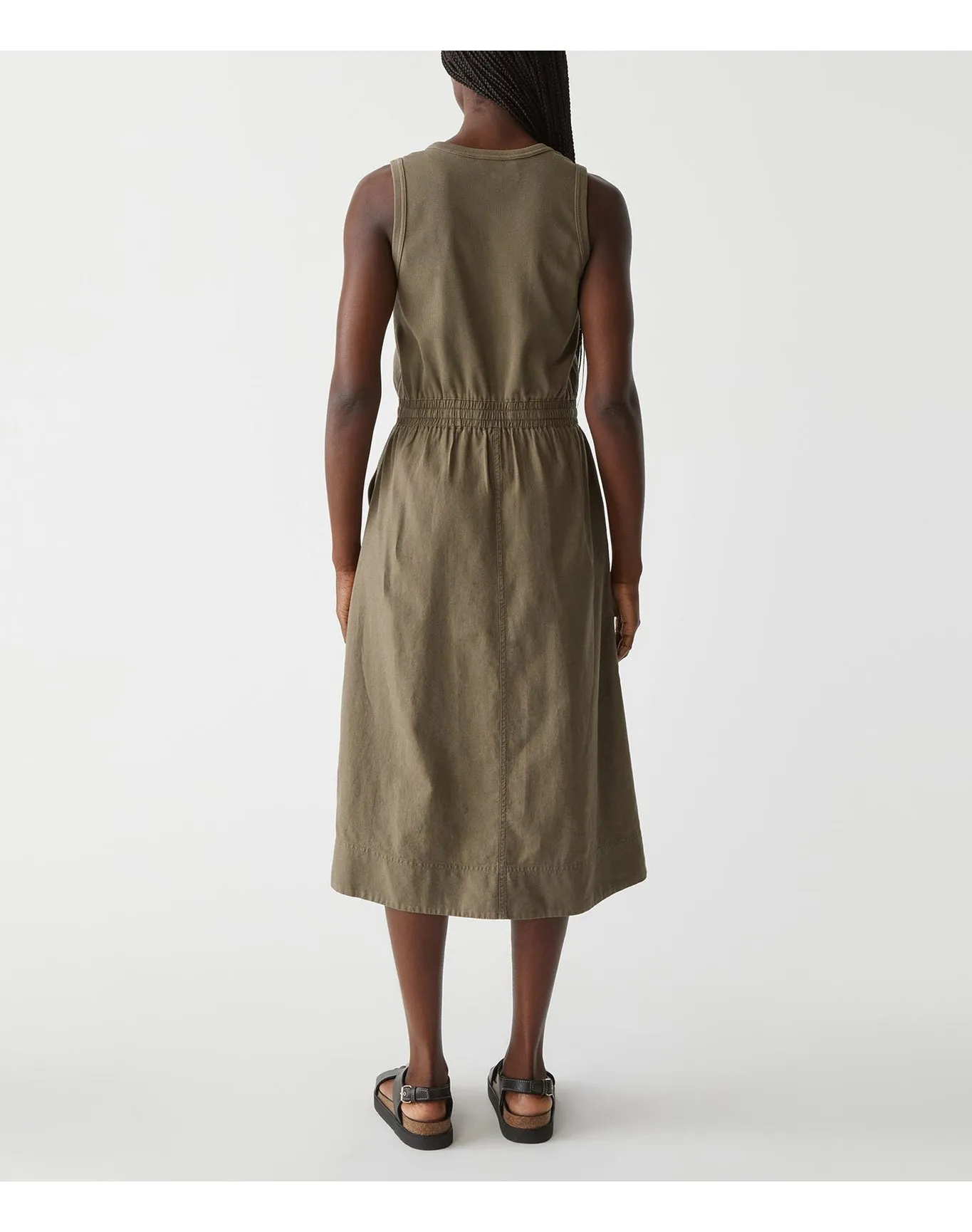 Wilhelmina Mixed Fabric Midi Dress | Camo MICHAEL STARS