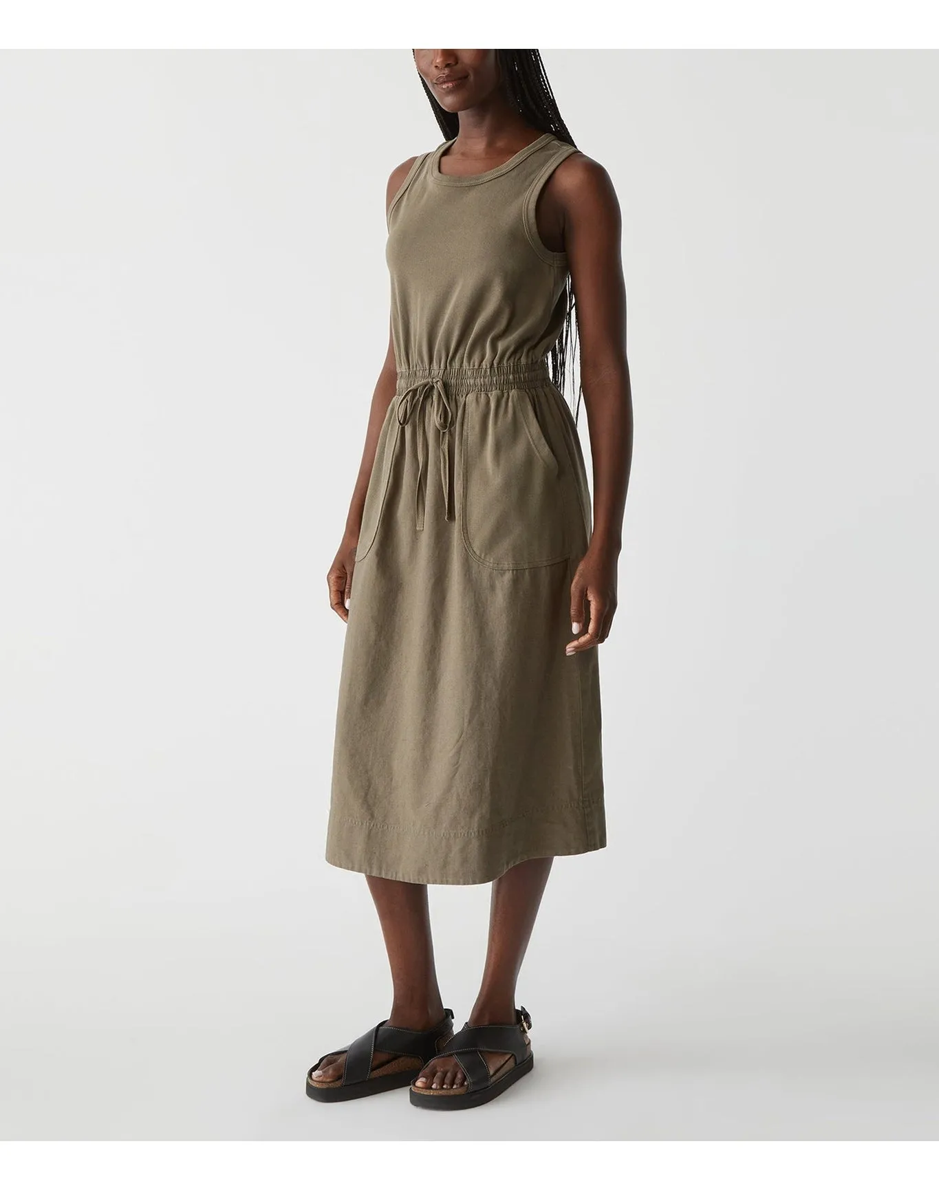 Wilhelmina Mixed Fabric Midi Dress | Camo MICHAEL STARS