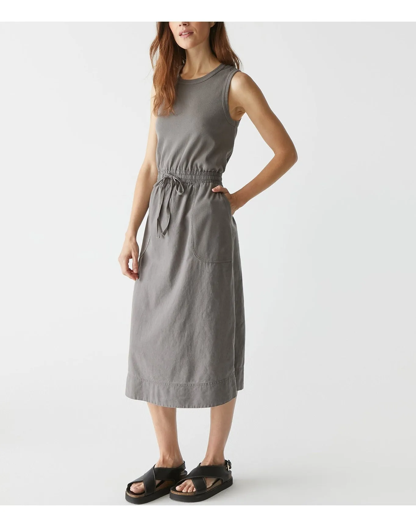 Wilhelmina Mixed Fabric Midi Dress | Oxide MICHAEL STARS