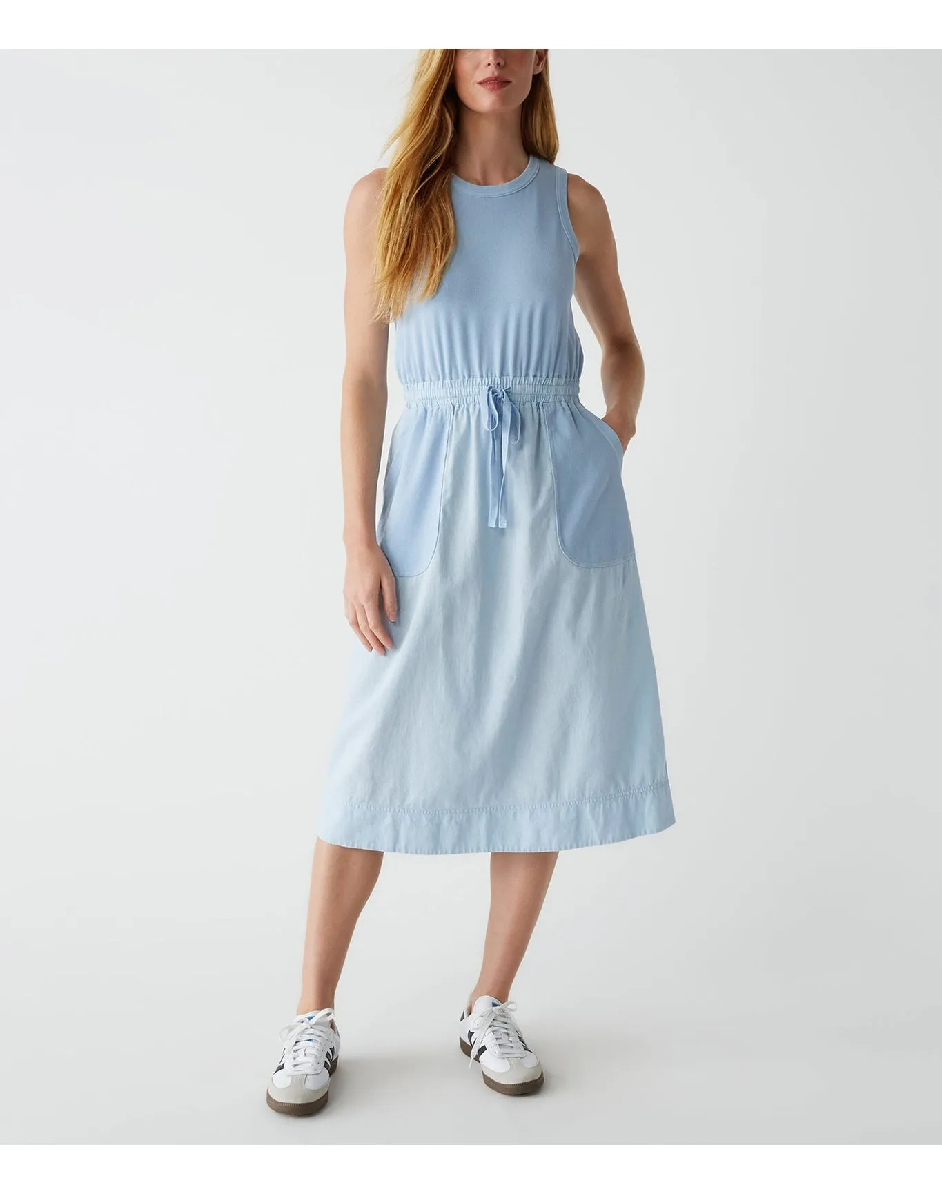 Wilhelmina Mixed Fabric Midi Dress | Water MICHAEL STARS