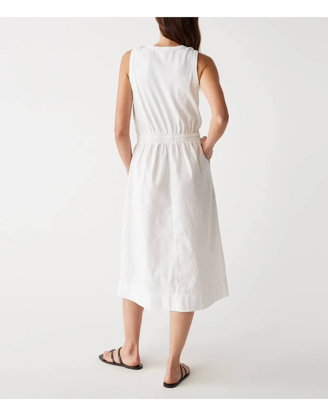 Wilhelmina Mixed Fabric Midi Dress | White MICHAEL STARS