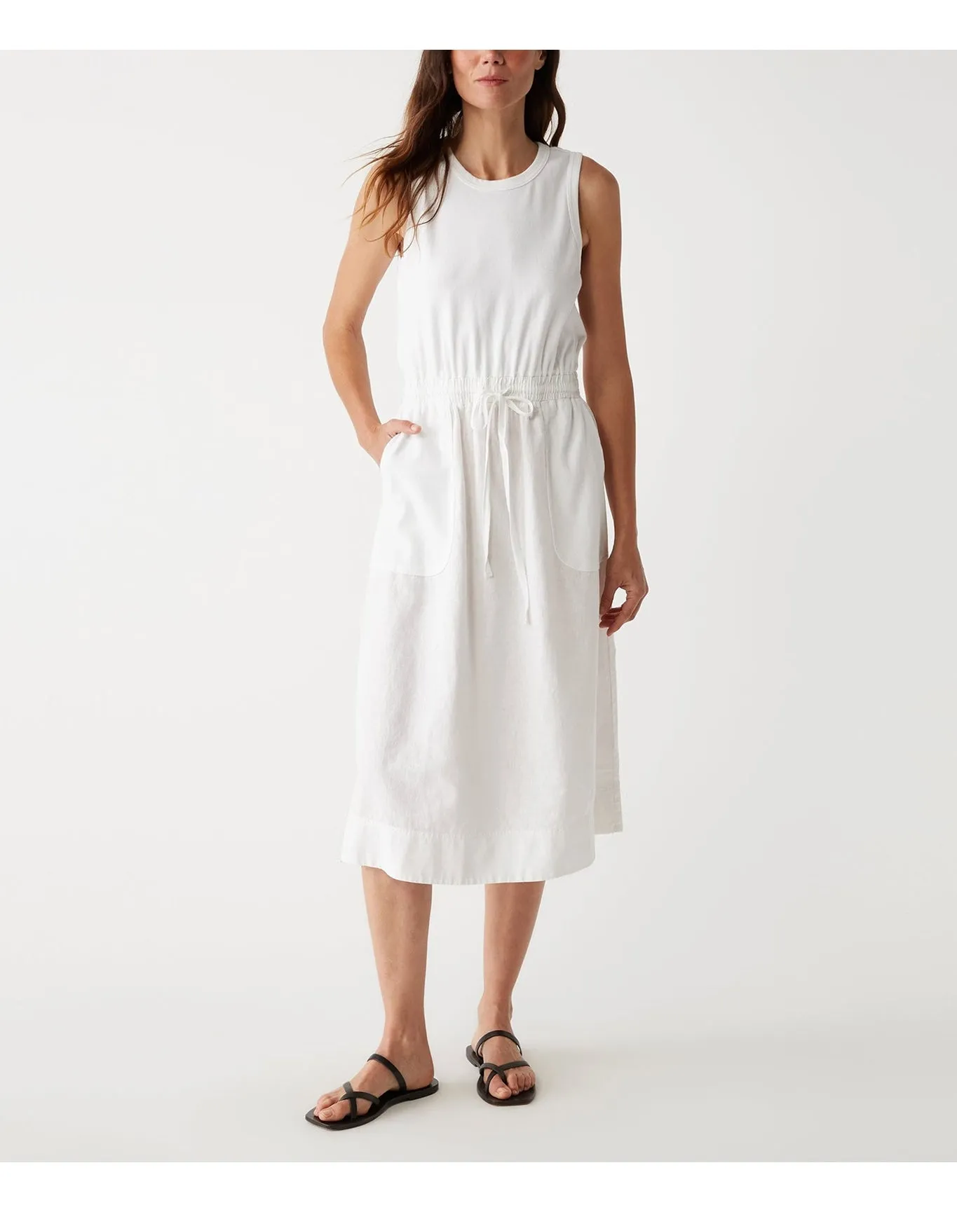 Wilhelmina Mixed Fabric Midi Dress | White MICHAEL STARS