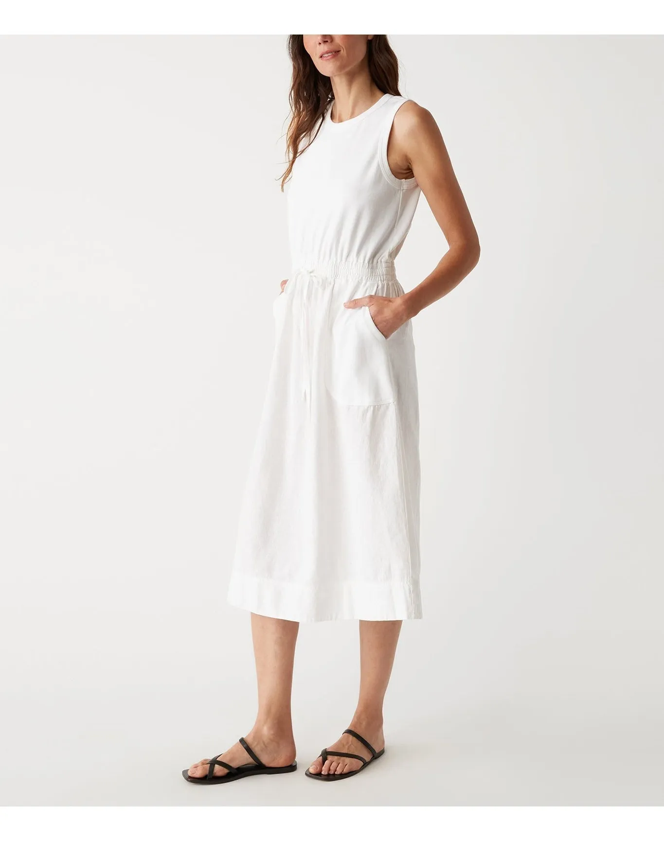 Wilhelmina Mixed Fabric Midi Dress | White MICHAEL STARS